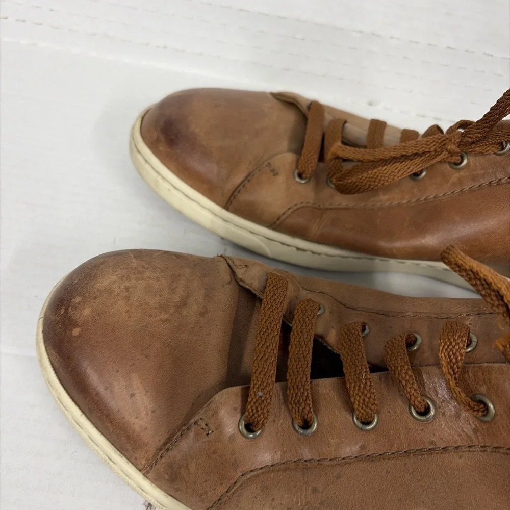 Born Mens 12M Brown Leather Lace Up Casual Sneakers Comfort Shoes BM0007-406 T17
